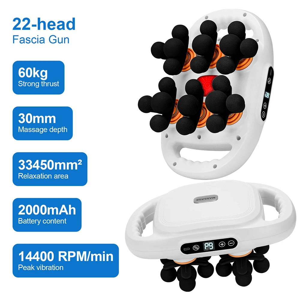 22-Head High-Frequency Body Massage Gun