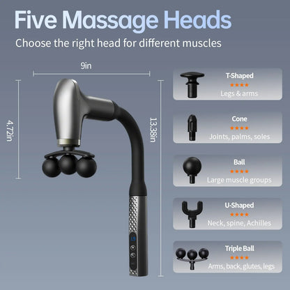 Ergonomic Massage Gun with Long Curved Handle